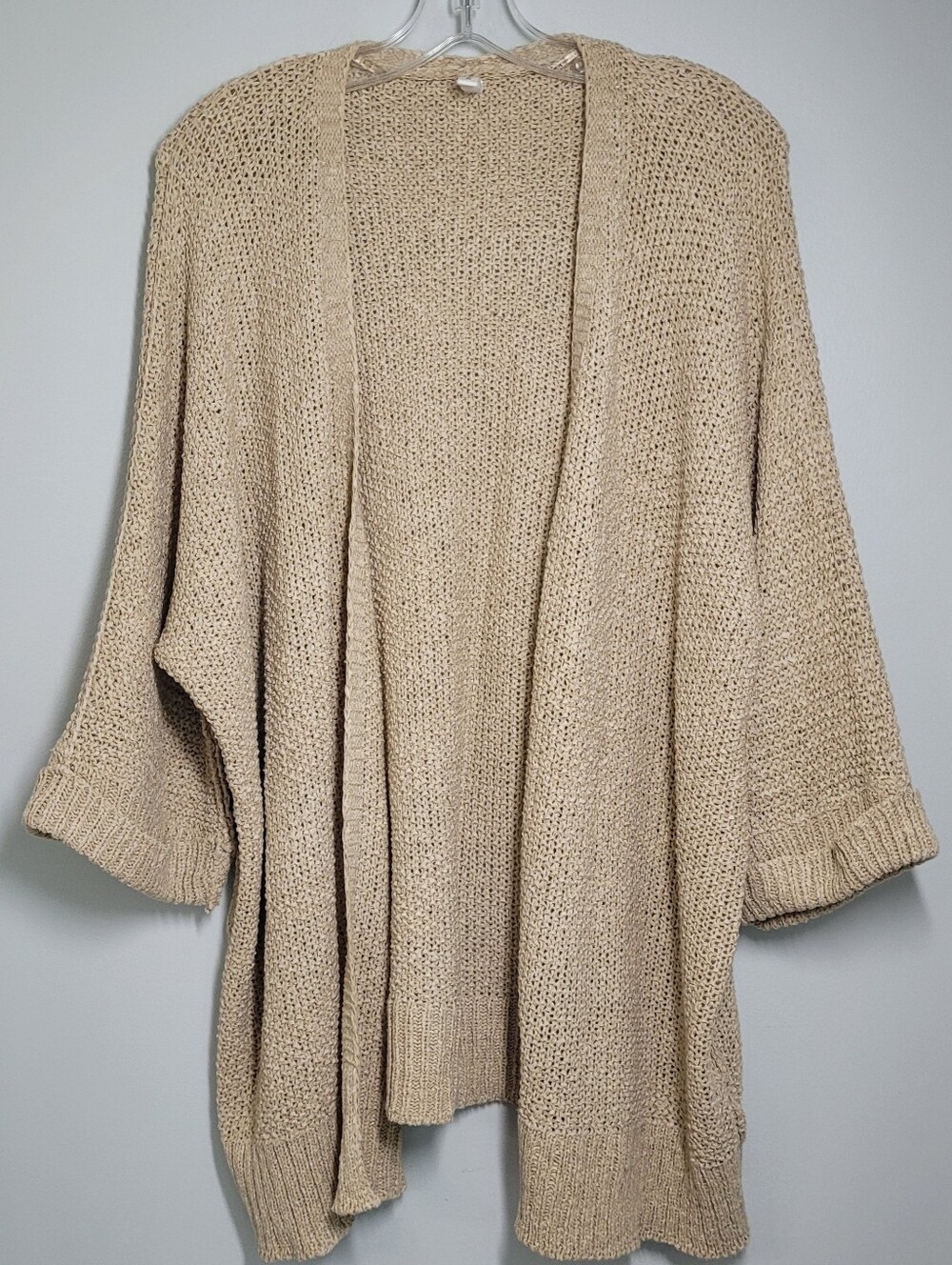 Open-Front Beige Knit Women's Sweater Cardigan Large Like New W/O Tags